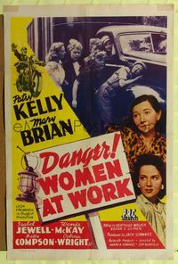2h198 DANGER WOMEN AT WORK 1sh '43 Patsy Kelly, Mary Brian, Isabel Jewell, WWII!