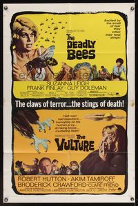 2h211 DEADLY BEES/VULTURE 1sh '67 attacked by nature!