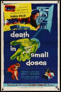 2h213 DEATH IN SMALL DOSES 1sh '57 the rough tough guys and dolls who get their kicks from Benny!