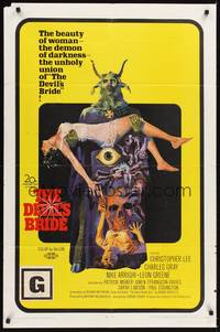 2h225 DEVIL'S BRIDE 1sh '68 wild art, the union of the beauty of woman and the demon of darkness!