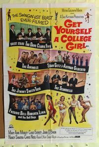 2h321 GET YOURSELF A COLLEGE GIRL 1sh '64 hip-est happiest rock & roll show, Dave Clark 5 & more!
