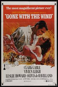 2h329 GONE WITH THE WIND 1sh R80 Clark Gable, Vivien Leigh, all-time classic, Terpning art!