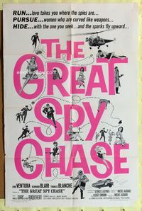 2h339 GREAT SPY CHASE 1sh '66 Lino Ventura, Mireille Darc, sexy Cold War spy spoof!