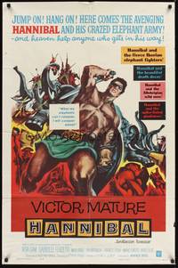 2h357 HANNIBAL 1sh '60 artwork of barechested warrior Victor Mature, Edgar Ulmer directed!