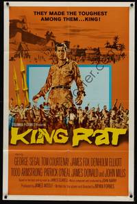 2h454 KING RAT 1sh '65 art of George Segal & Tom Courtenay, James Clavell, World War II POWs!