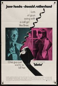 2h455 KLUTE 1sh '71 Donald Sutherland helps intended murder victim & call girl Jane Fonda!