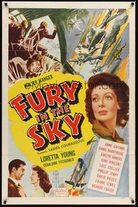 2h456 LADIES COURAGEOUS 1sh R50 airplane factory worker Loretta Young, cool war artwork!