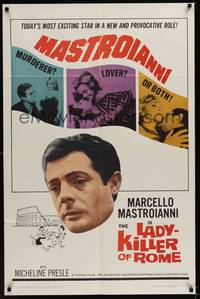 2h462 LADYKILLER OF ROME 1sh '65 L'assassino, Marcello Mastroianni, today's most exciting star!