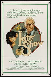 2h473 LATE SHOW 1sh '77 great artwork of Art Carney & Lily Tomlin by Richard Amsel!