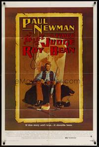 2h482 LIFE & TIMES OF JUDGE ROY BEAN 1sh '72 John Huston, art of Paul Newman by Richard Amsel!