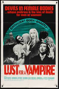 2h509 LUST FOR A VAMPIRE 1sh '71 wacky sexy devils in female bodies with the kiss of death!