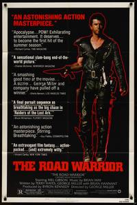 2h516 MAD MAX 2: THE ROAD WARRIOR style B 1sh '82 Mel Gibson returns as Mad Max!