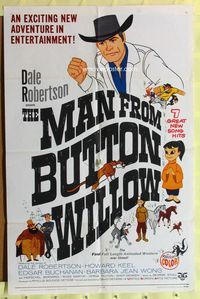 2h525 MAN FROM BUTTON WILLOW 1sh '64 Dale Robertson in musical animated western cartoon!
