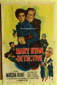 2h544 MARY RYAN, DETECTIVE 1sh '50 Gangland falls for Marsha Hunt, the cop in skirts!