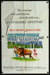 2h598 NAPOLEON & SAMANTHA 1sh '72 Disney, very 1st Jodie Foster, great close images of lion!