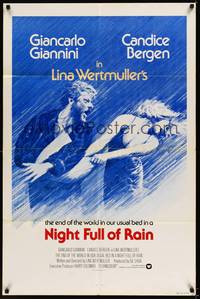 2h609 NIGHT FULL OF RAIN int'l 1sh '78 Lina Wertmuller, Beauvais art of Giannini & Candice Bergen!