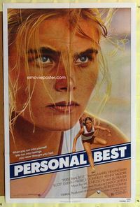 2h660 PERSONAL BEST 1sh '82 great close-up of athletic determined Mariel Hemingway!