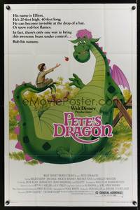 2h662 PETE'S DRAGON 1sh R84 Walt Disney, Helen Reddy, colorful art of Pete w/dragon by Wenzel!