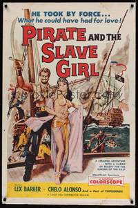 2h667 PIRATE & THE SLAVE GIRL 1sh '61 swashbuckler Lex Barker & pretty dancer Chelo Alonso!