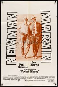 2h673 POCKET MONEY 1sh '72 great full-length portrait of Paul Newman & Lee Marvin!