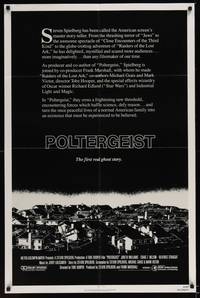 2h674 POLTERGEIST int'l 1sh '82 Tobe Hooper, Steven Spielberg, creepy image of suburbs!