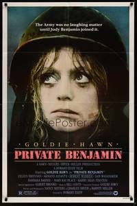 2h682 PRIVATE BENJAMIN 1sh '81 funny image of depressed military Goldie Hawn!