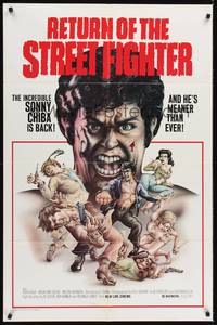2h710 RETURN OF THE STREET FIGHTER 1sh '75 Satsujin Ken 2, Sonny Chiba, great action art!
