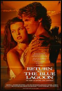 2h711 RETURN TO THE BLUE LAGOON int'l 1sh '91 romantic image of Milla Jovovich and Brian Krause!