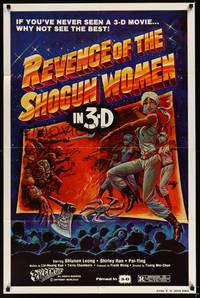 2h713 REVENGE OF THE SHOGUN WOMEN 1sh '82 cool 3D kung-fu action artwork!