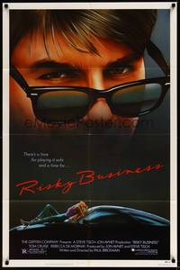 2h721 RISKY BUSINESS 1sh '83 classic close up artwork image of Tom Cruise in cool shades!