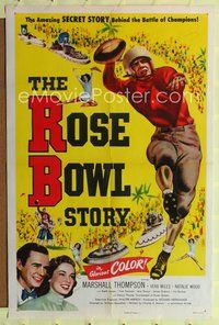 2h731 ROSE BOWL STORY 1sh '52 Vera Miles, football quarterback Marshall Thompson in uniform!