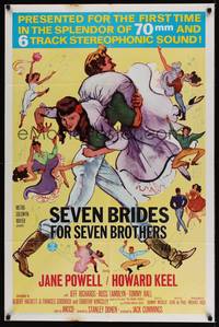 2h760 SEVEN BRIDES FOR SEVEN BROTHERS 1sh R68 art of Jane Powell & Howard Keel, MGM musical!