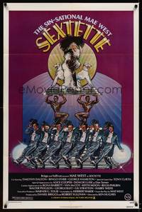 2h765 SEXTETTE 1sh '79 art of ageless Mae West w/dancers & dogs by Drew Struzan!