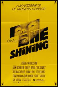2h769 SHINING 1sh '80 Stephen King & Stanley Kubrick horror masterpiece, crazy Jack Nicholson!
