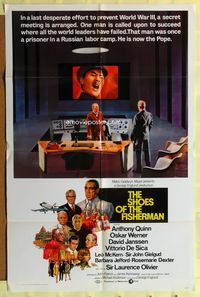 2h772 SHOES OF THE FISHERMAN 1sh '69 Pope Anthony Quinn tries to prevent World War III!