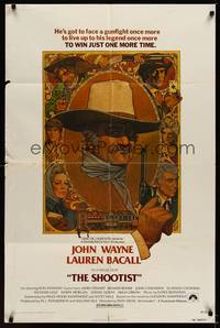 2h773 SHOOTIST 1sh '76 best Richard Amsel artwork of cowboy John Wayne & cast montage!