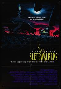 2h789 SLEEPWALKERS DS 1sh '92 Brian Krause, great art of cats at night, Stephen King!
