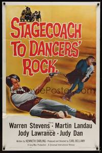 2h804 STAGECOACH TO DANCERS' ROCK 1sh '62 artwork of cowboys Martin Landau & Warren Stevens!