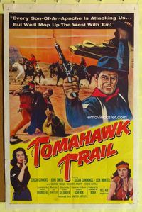 2h901 TOMAHAWK TRAIL 1sh '57 Chuck Connors, John Smith, western!