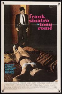 2h902 TONY ROME 1sh '67 detective Frank Sinatra w/gun & sexy near-naked girl on bed!