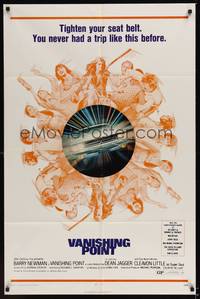 2h938 VANISHING POINT 1sh '71 car chase cult classic, you never had a trip like this before!