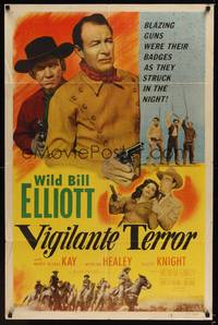 2h944 VIGILANTE TERROR 1sh '53 William 'Wild Bill' Elliott, blazing guns were their badges!