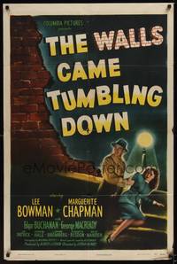 2h951 WALLS CAME TUMBLING DOWN 1sh '46 Lee Bowman, Marguerite Chapman, cool image!