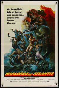 2h953 WARLORDS OF ATLANTIS 1sh '78 really cool fantasy artwork with monsters by Joseph Smith!