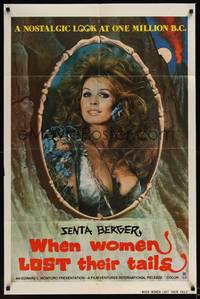 2h964 WHEN WOMEN LOST THEIR TAILS 1sh '72 portrait of sexy cavewoman Senta Berger!