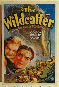 2h977 WILDCATTER 1sh '37 great artwork of Scott Colton, pretty Jean Rogers, black gold hunters!