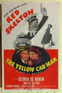 2h989 YELLOW CAB MAN 1sh '50 art of Red Skelton by Al Hirschfeld, plus sexy Gloria DeHaven!