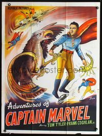 2j121 ADVENTURES OF CAPTAIN MARVEL Indian R60s different Pinto art of Tom Tyler in costume!
