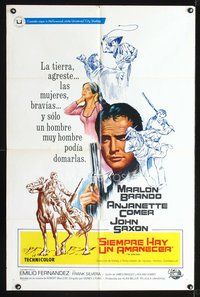 2j167 APPALOOSA Spanish/U.S. 1sh '66 Marlon Brando, the lustful & lawless live on the edge of violence!