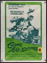 2j304 GONE IN 60 SECONDS Aust 1sh '74 cool art of stolen cars by Edward Abrams, crime classic!